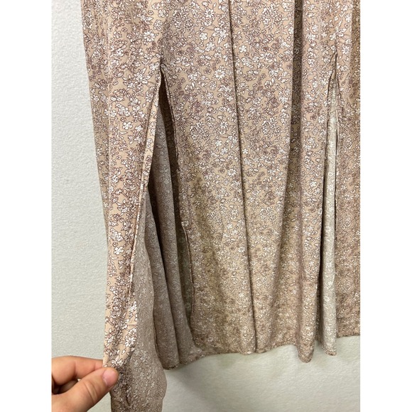 SHEIN Floral Smocked Off Shoulder Maxi Dress M Gauzy Boho Festival Slits - Picture 4 of 11